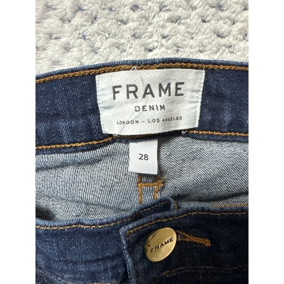 Frame Denim Jeans Womens 28 Blue Dark Wash Le High Flare Pants Sutherland - Picture 6 of 15